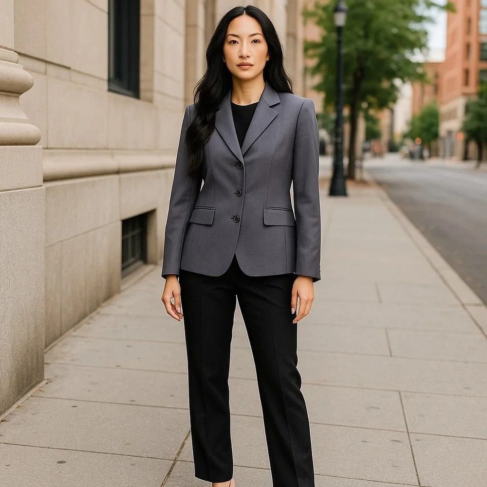 J.Crew Women's Wool Blazer Size 2 Three Button Closure Gray Classic Career